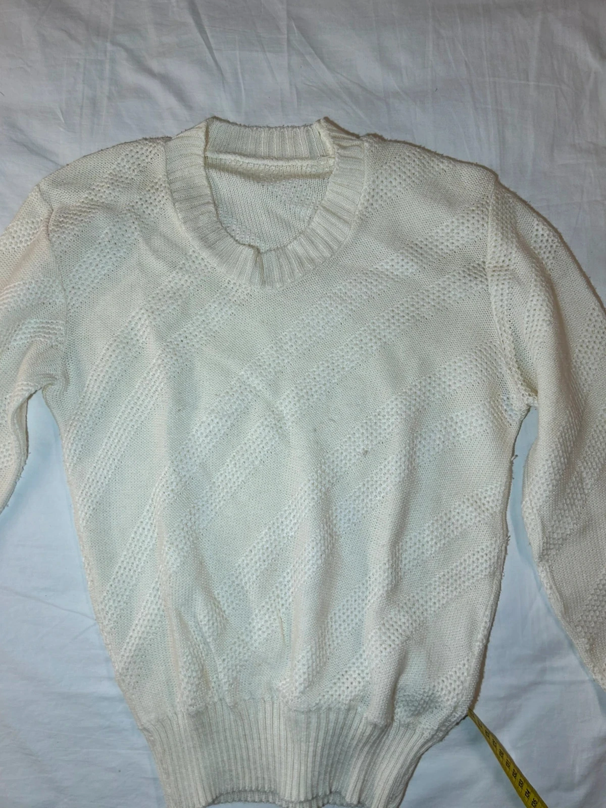 Beige crème vintage trui met ronde hals – photo 2